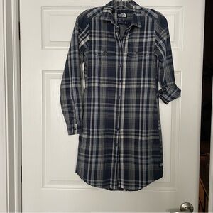 North Face plaid button down shirt dress